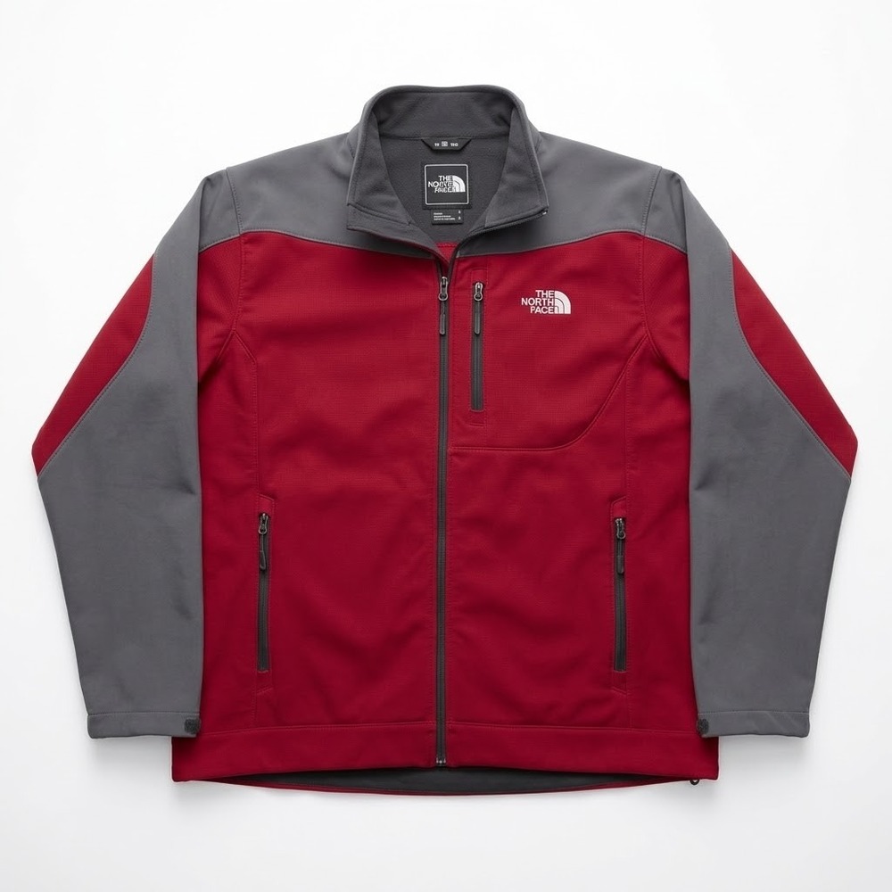The North Face Mens XL Apex Bionic Softshell Jacket Red Grey Full Zip Windproof